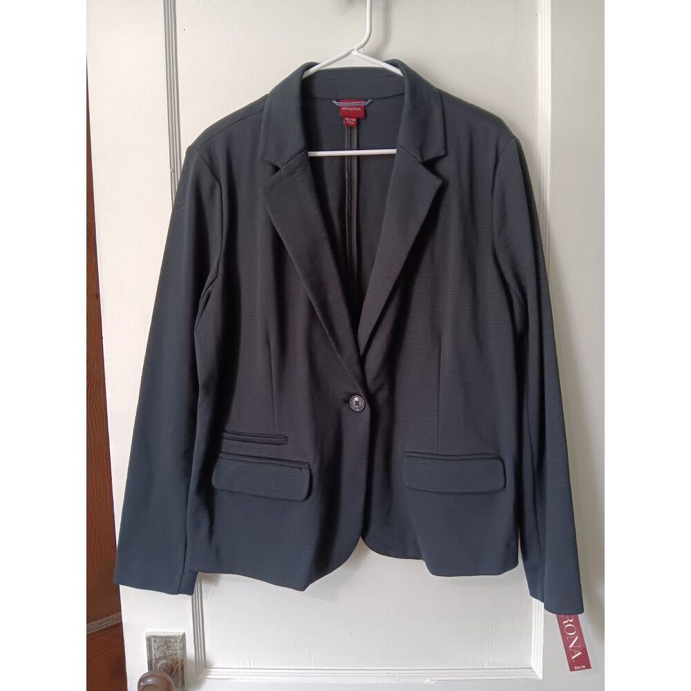 NWT Merona Black Single Button Blazer Jacket Business Casual Indie Workwear 90s